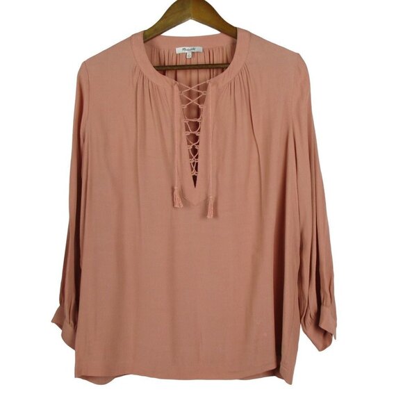 Madewell Tops - Madewell Lace Up Front Long Sleeve Blouse Tunic Size S
